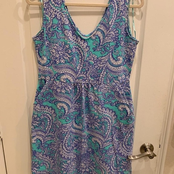 Cynthia Rowley Paisly Blue Knit Sun Dress Sz 1 (USA 8) - Picture 1 of 5